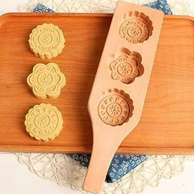 Alt view image 2 of 6 - Wooden Cookie Molds for Baking, 11.8 In Mooncake & Maamoul Mold