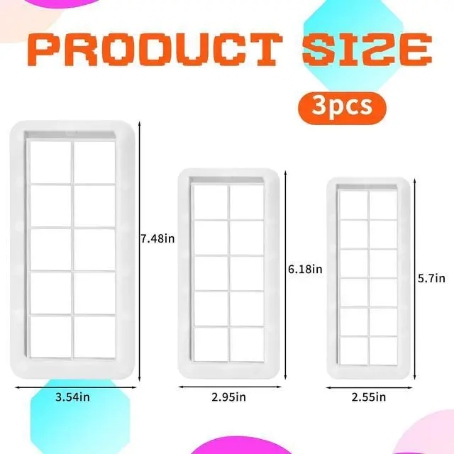 Alt view image 2 of 7 - 3Pcs White Square Cookie Cutter Set, 3 Size Multicutter Square Cake Fondant Cutter Geometric Baking Tools Biscuit Cutters Cake Decorating
