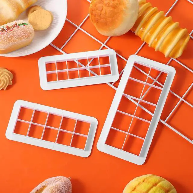 Alt view image 4 of 7 - 3Pcs White Square Cookie Cutter Set, 3 Size Multicutter Square Cake Fondant Cutter Geometric Baking Tools Biscuit Cutters Cake Decorating