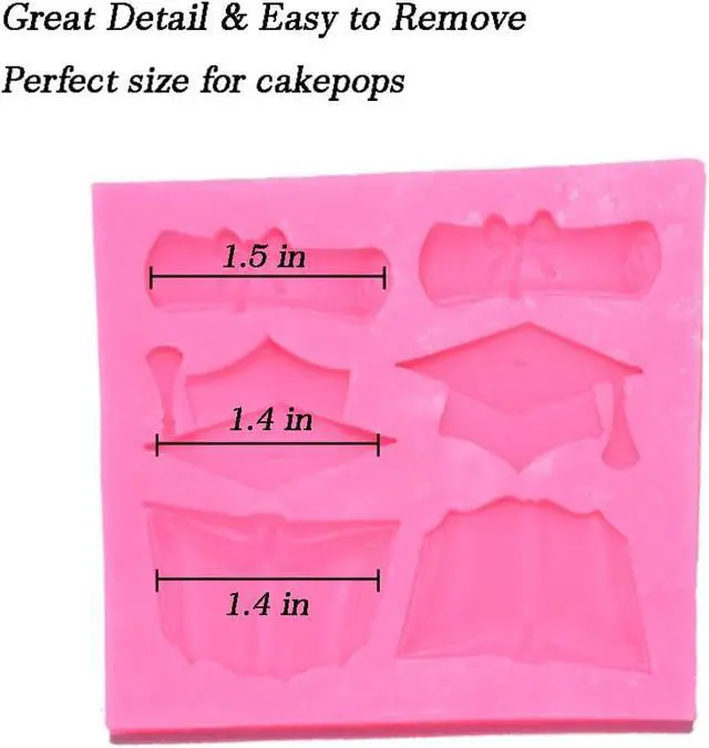 Alt view image 2 of 7 - Graduation Silicone Mold, Fondant Chocolate Mold for Cake Topper Decorations