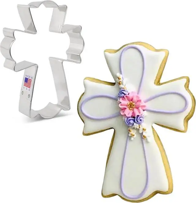 Main image of Ann Clark Large Fancy Cross Cookie Cutter, 4.5" Made in USA