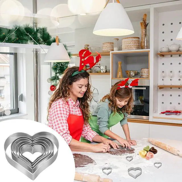 Alt view image 4 of 7 - Heart Cookie Cutter Set - 6 Piece - 3 4/5", 3 1/5", 2 4/5", 2 3/5", 2 1/5", 1 4/5" - Heart Shaped Cookie Cutters, Stainless Steel Biscuit Pastry Cutters