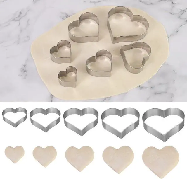Alt view image 6 of 7 - Heart Cookie Cutter Set - 6 Piece - 3 4/5", 3 1/5", 2 4/5", 2 3/5", 2 1/5", 1 4/5" - Heart Shaped Cookie Cutters, Stainless Steel Biscuit Pastry Cutters