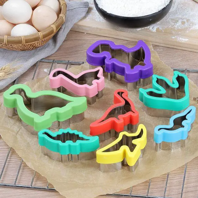 Alt view image 2 of 7 - Dinosaur Cookie Cutters Set - Stainless Steel Shaped Cookie Candy Food Cutters Molds for DIY, Kitchen, Baking, Kids Dinosaur Theme Birthday Party Supplies Favors (8pack)