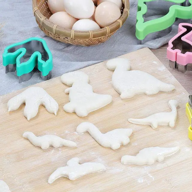 Alt view image 3 of 7 - Dinosaur Cookie Cutters Set - Stainless Steel Shaped Cookie Candy Food Cutters Molds for DIY, Kitchen, Baking, Kids Dinosaur Theme Birthday Party Supplies Favors (8pack)
