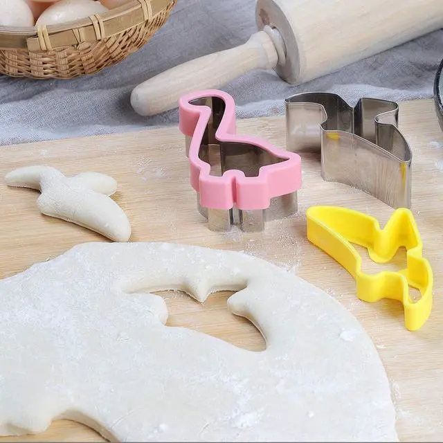 Alt view image 6 of 7 - Dinosaur Cookie Cutters Set - Stainless Steel Shaped Cookie Candy Food Cutters Molds for DIY, Kitchen, Baking, Kids Dinosaur Theme Birthday Party Supplies Favors (8pack)