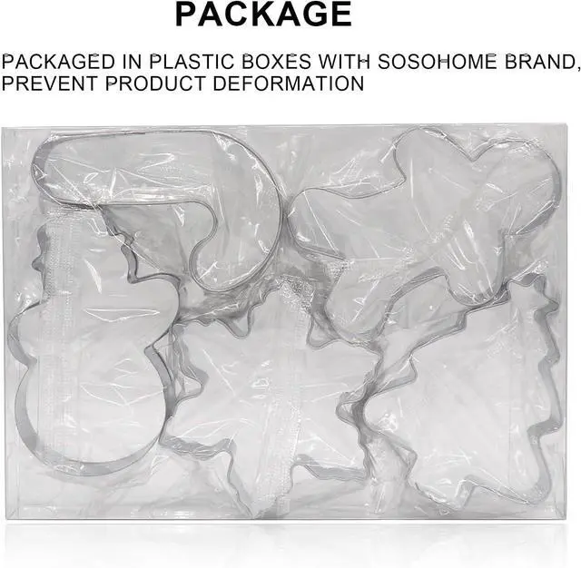 Alt view image 3 of 7 - Christmas Cookie Cutter Set - 5 Piece Holiday Cookies Molds - Snowman, Christmas Tree, Gingerbread Man, Candy Cane, Snowflake