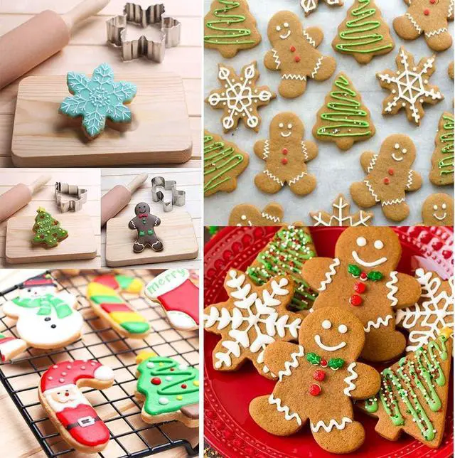 Alt view image 5 of 7 - Christmas Cookie Cutter Set - 5 Piece Holiday Cookies Molds - Snowman, Christmas Tree, Gingerbread Man, Candy Cane, Snowflake