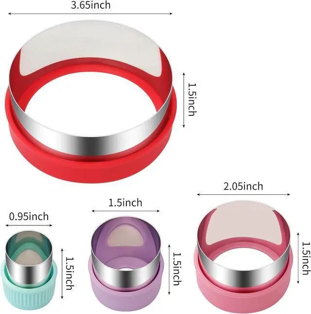 Alt view image 2 of 6 - ALLTOP Round Cookie Cutter Set 4 Different Sizes of Stainless Steel Biscuit Cutters for Baking, Donut, English Muffin, and More
