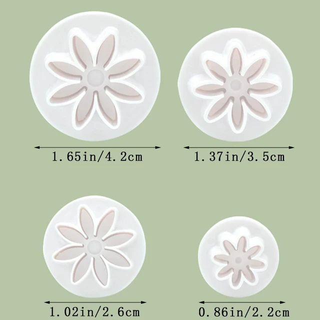 Alt view image 2 of 7 - 4 PCS Daisy Fondant Cutter Flower Cookie Cutters Chrysanthemum Plunger Cutters Cute Dessert Decorating Accessories DIY Summer Cookie Cutters Tools for Biscuits, Sugar Cubes, Chocolate Cake Decoration