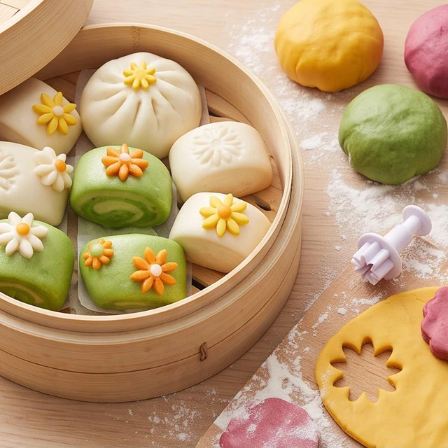 Alt view image 6 of 7 - 4 PCS Daisy Fondant Cutter Flower Cookie Cutters Chrysanthemum Plunger Cutters Cute Dessert Decorating Accessories DIY Summer Cookie Cutters Tools for Biscuits, Sugar Cubes, Chocolate Cake Decoration