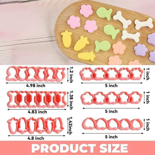 Alt view image 2 of 7 - 6 Set Mini Cookie Cutters,Cracker Cutter Small Dog Treat Cookie Cutters Including Goldfish Cracker Cutter Dog Bone Paw Flower Heart Carrot for Cakes Cookies Sugar Pet Snacks Making Dogs Party (Pink)