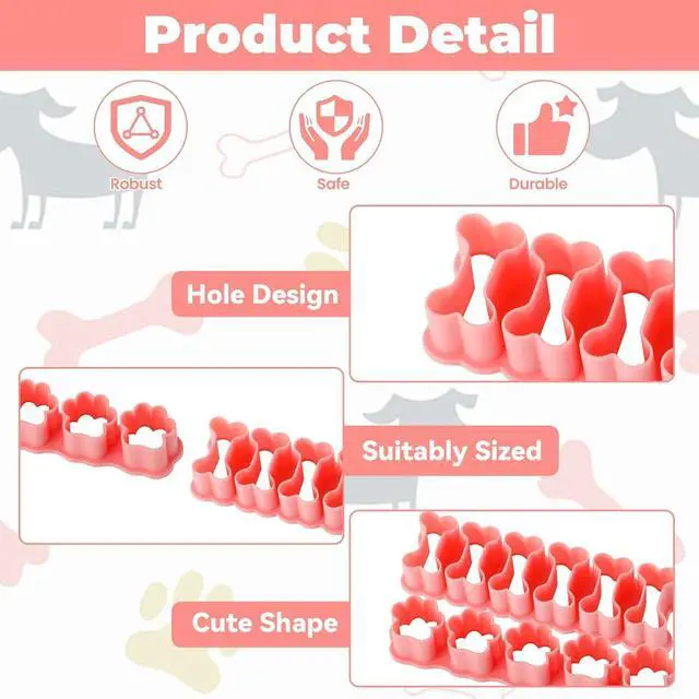 Alt view image 3 of 7 - 6 Set Mini Cookie Cutters,Cracker Cutter Small Dog Treat Cookie Cutters Including Goldfish Cracker Cutter Dog Bone Paw Flower Heart Carrot for Cakes Cookies Sugar Pet Snacks Making Dogs Party (Pink)