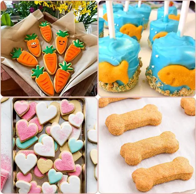 Alt view image 4 of 7 - 6 Set Mini Cookie Cutters,Cracker Cutter Small Dog Treat Cookie Cutters Including Goldfish Cracker Cutter Dog Bone Paw Flower Heart Carrot for Cakes Cookies Sugar Pet Snacks Making Dogs Party (Pink)