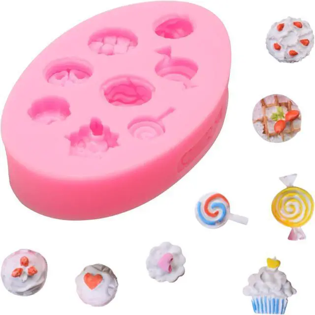 Alt view image 5 of 7 - Ice Cream Cones Silicone Molds 6 Pcs, Lollipop Chocolate Fondant Mold for Polymer Clay Crafts Candy Cupcake Topper, Candles Cake Decoration
