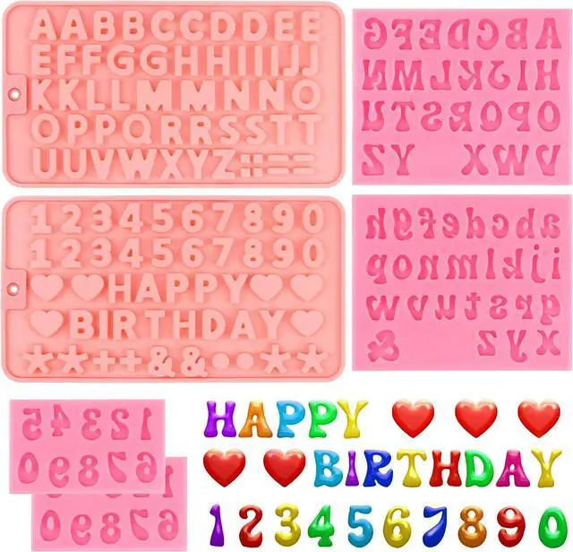 Main image of 6PCS Chocolate Molds, Letters Numbers Silicone Candy Molds