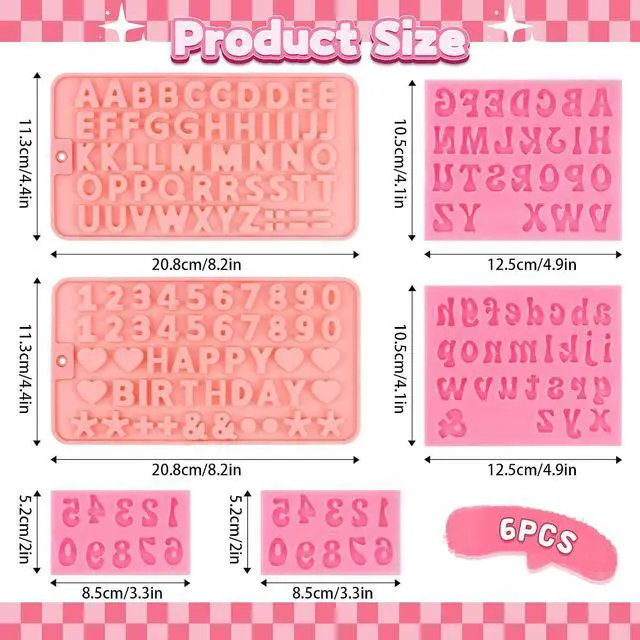 Alt view image 2 of 7 - 6PCS Chocolate Molds, Letters Numbers Silicone Candy Molds