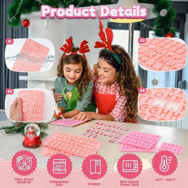 Alt view image 3 of 7 - 6PCS Chocolate Molds, Letters Numbers Silicone Candy Molds