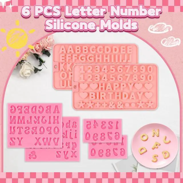 Alt view image 4 of 7 - 6PCS Chocolate Molds, Letters Numbers Silicone Candy Molds