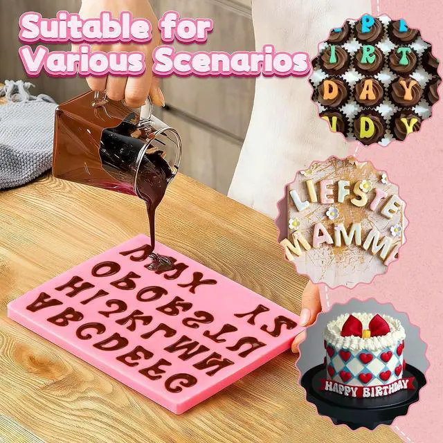 Alt view image 6 of 7 - 6PCS Chocolate Molds, Letters Numbers Silicone Candy Molds