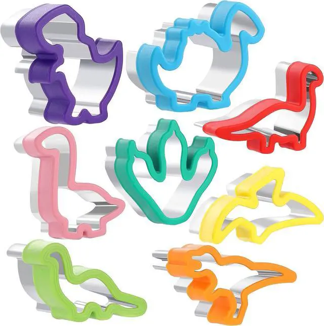 Main image of MUYIYAMEI 8pcs Dinosaur Cookie Cutter Set - Stainless steel Sandwich Cookie Food Cutter Molds, Kitchen Baking, Cookies, Sandwiches, Children's Dinosaur Themed Birthday Party.