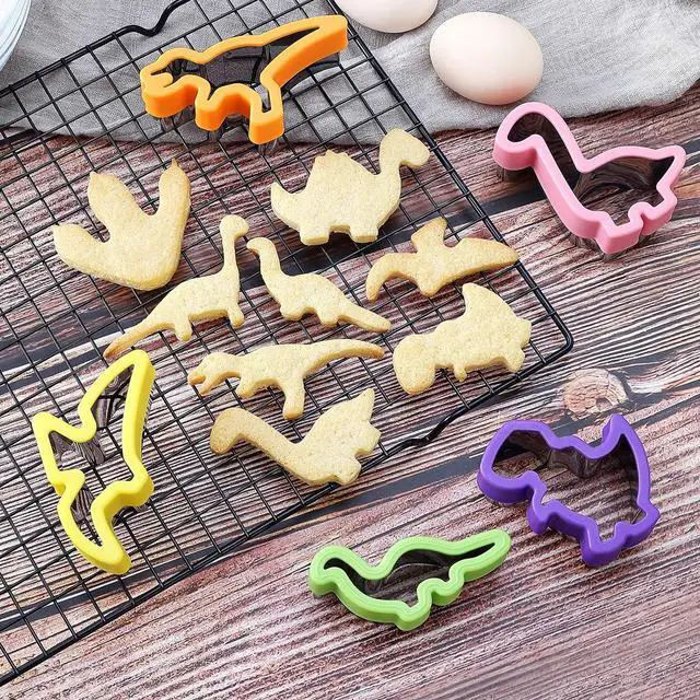 Alt view image 3 of 7 - MUYIYAMEI 8pcs Dinosaur Cookie Cutter Set - Stainless steel Sandwich Cookie Food Cutter Molds, Kitchen Baking, Cookies, Sandwiches, Children's Dinosaur Themed Birthday Party.