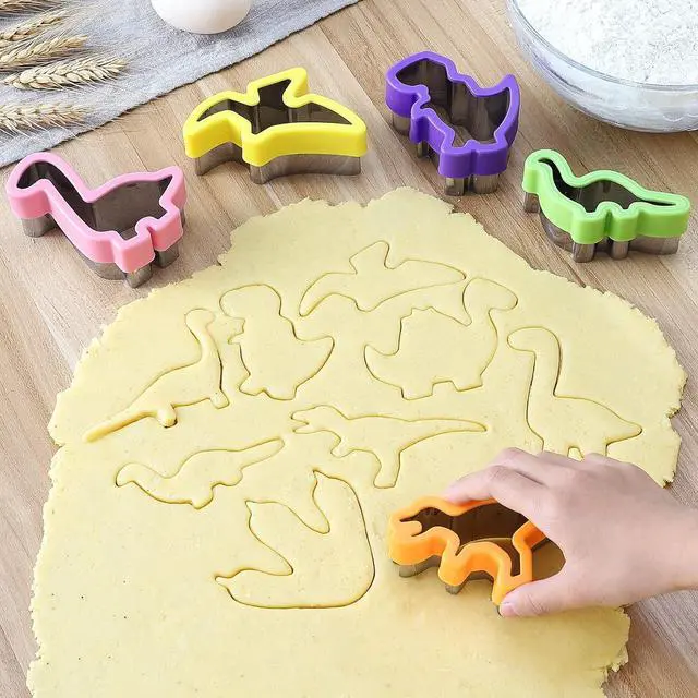 Alt view image 6 of 7 - MUYIYAMEI 8pcs Dinosaur Cookie Cutter Set - Stainless steel Sandwich Cookie Food Cutter Molds, Kitchen Baking, Cookies, Sandwiches, Children's Dinosaur Themed Birthday Party.