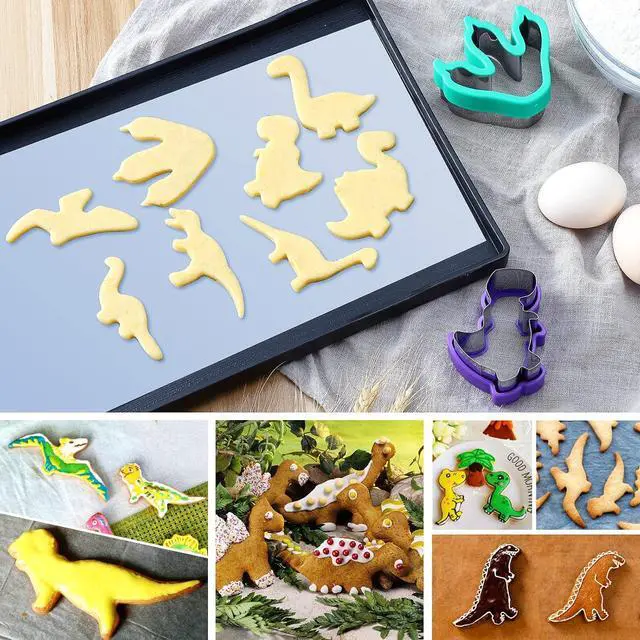 Alt view image 7 of 7 - MUYIYAMEI 8pcs Dinosaur Cookie Cutter Set - Stainless steel Sandwich Cookie Food Cutter Molds, Kitchen Baking, Cookies, Sandwiches, Children's Dinosaur Themed Birthday Party.