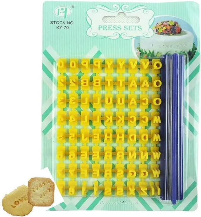 Main image of Gracelife 73 pcs Alphabet, Number, Letter Symbols Biscuit Fondant Cake/Cookie Stamp Impress Embosser cutter - Mold Tool Set