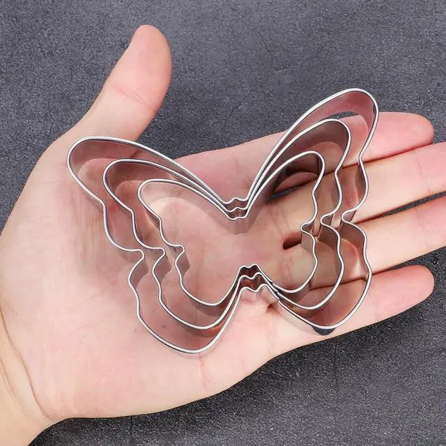 Alt view image 5 of 7 - 3 Pcs Butterfly Cookie Cutter Set, Stainless Steel Butterflies Shaped Baking Molds, Sandwich Cutter, Butterfly Fondant Biscuit Cutters for Biscuit, DIY Cake Craft, Pastry Decoration (3 Sizes)