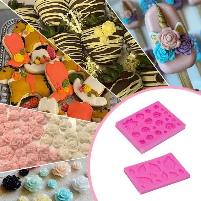 Alt view image 3 of 6 - SIENON 33 Cavity Rose Flowers and Leaves Fondant Candy Silicone Molds For Sugarcraft, Cupcake Toppers, Soap, Polymer Clay, Crafting Projects, Wedding and Birthday Cake Decoration
