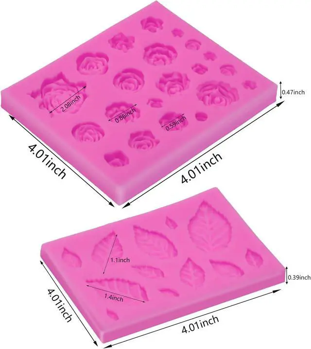 Alt view image 4 of 6 - SIENON 33 Cavity Rose Flowers and Leaves Fondant Candy Silicone Molds For Sugarcraft, Cupcake Toppers, Soap, Polymer Clay, Crafting Projects, Wedding and Birthday Cake Decoration