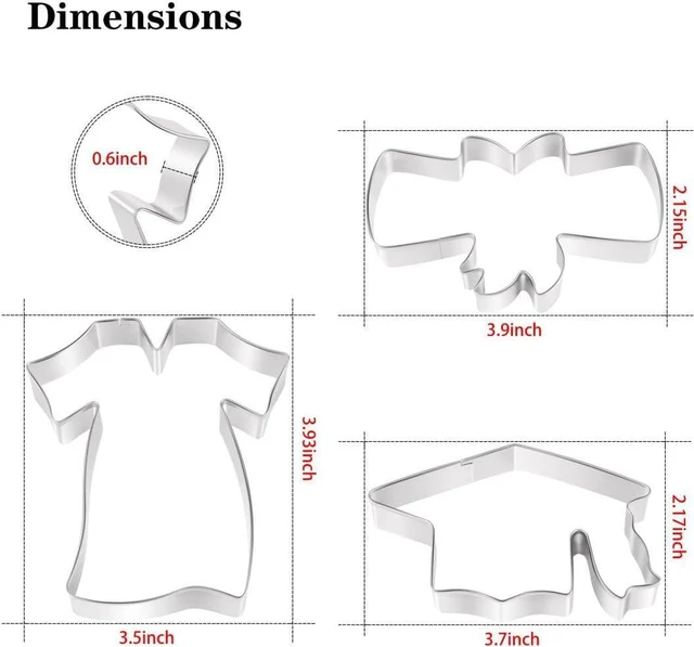 Alt view image 2 of 7 - Graduation Cookie Cutters Set 3 Pieces, Stainless Steel Graducation Cap Cookie Cutter, Diploma, Graduation Gown Dress Cookie Cutter for Graduation Celebration Party