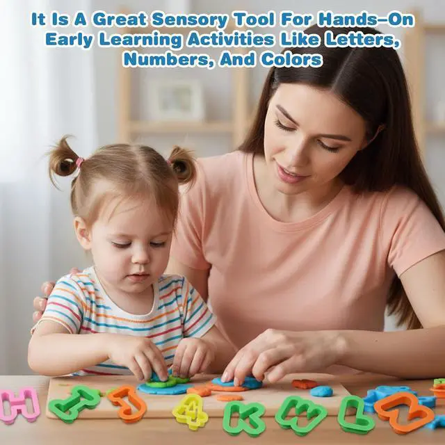 Alt view image 4 of 7 - 41PCS Alphabet Playdough Cutter Set with Numbers Cutters, Mathematical Symbols, Colorful Alphabet Cookie Cutters, Durable Fondant Letter Cutter for Learning Letters, Number, Counting, and Crafting