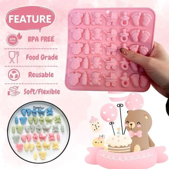 Alt view image 2 of 5 - 1-Piece Baby Shower Silicone Chocolate Mold, 3D Mini Candy Mold