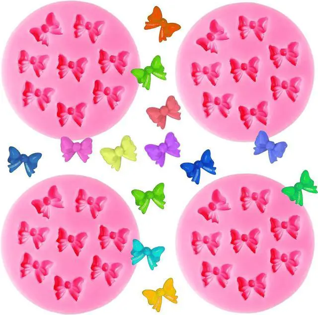Main image of Actvty Bow Chocolate Mold, 4 Pcs Mini Bow Molds, Silicone Bows Fondant Molds for DIY Desserts, Cake Pop, Candy, Cake Decorating