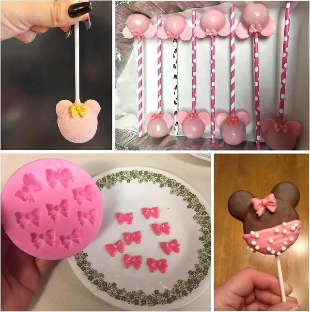 Alt view image 6 of 6 - Actvty Bow Chocolate Mold, 4 Pcs Mini Bow Molds, Silicone Bows Fondant Molds for DIY Desserts, Cake Pop, Candy, Cake Decorating