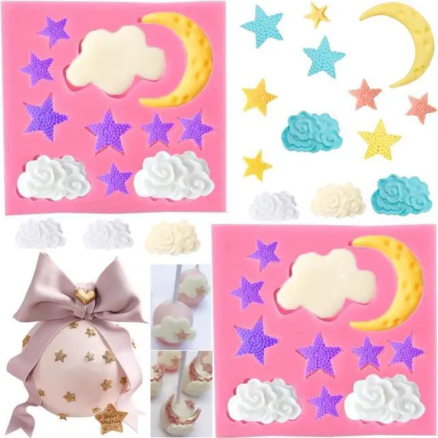 Main image of Moon and Star Molds Silicone, Cloud Fondant Mold Moon Star Chocolate Molds for Candy Baking Sugar Cake Pop Cupcake Cake Decorating