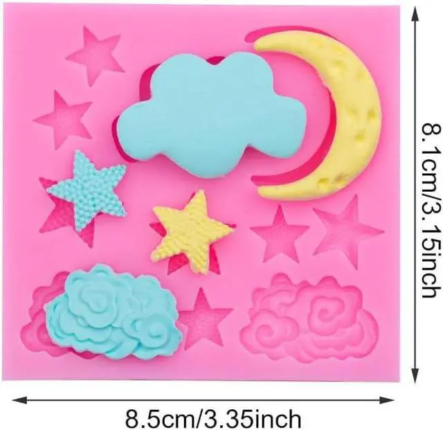 Alt view image 2 of 7 - Moon and Star Molds Silicone, Cloud Fondant Mold Moon Star Chocolate Molds for Candy Baking Sugar Cake Pop Cupcake Cake Decorating