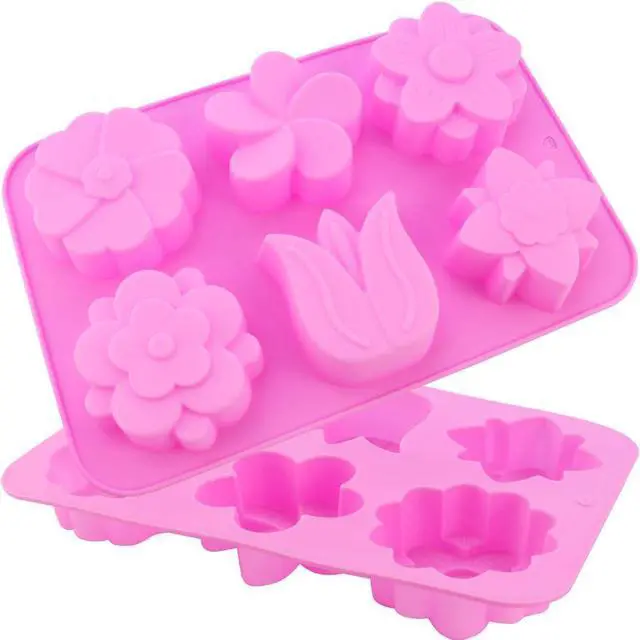 Main image of 2 Packs 6-Cavity Silicone Flower Mold Assorted for Soap Baking