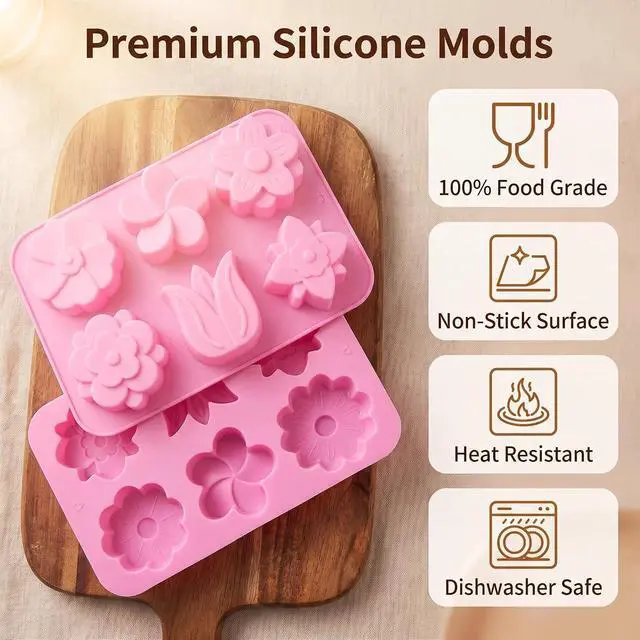 Alt view image 7 of 7 - 2 Packs 6-Cavity Silicone Flower Mold Assorted for Soap Baking