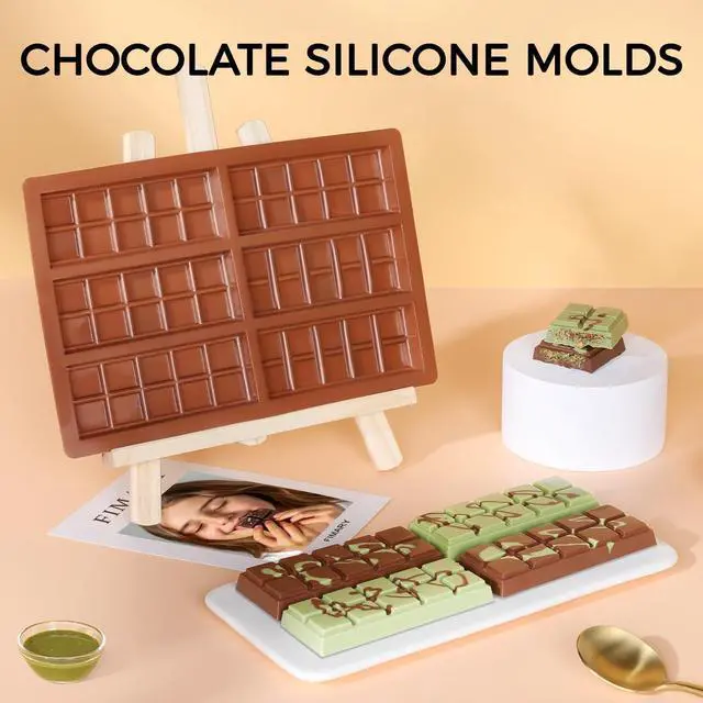 Alt view image 5 of 7 - Chocolate Bar Mold - Non-Stick Chocolate Molds, Food Grade Silicone Deep Mold for Dubai Pistachio, Candy, Snacks