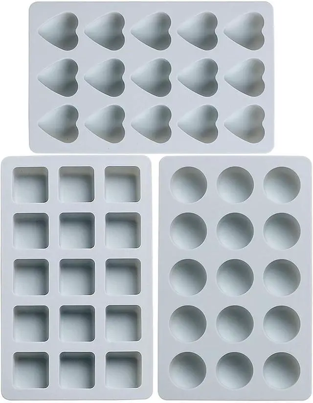 Main image of 3 Pcs Candy & Chocolate Silicone Molds Set, Including Heart, Round, Square