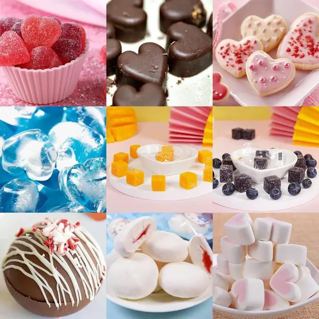 Alt view image 2 of 7 - 3 Pcs Candy & Chocolate Silicone Molds Set, Including Heart, Round, Square