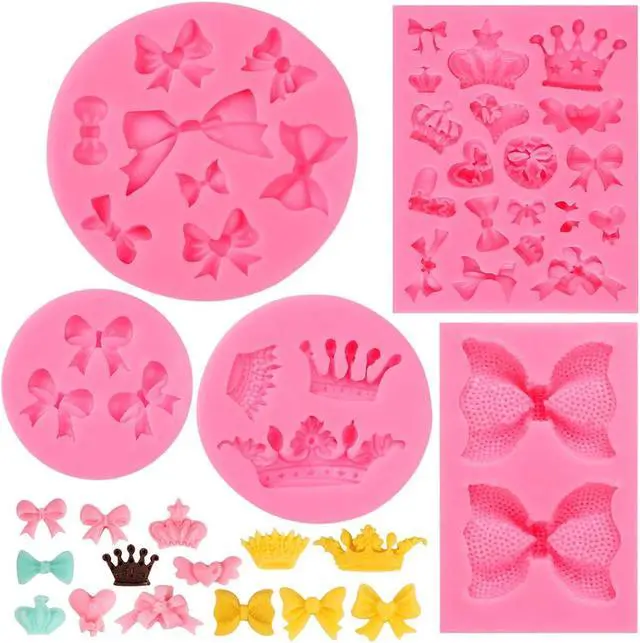 Main image of Bow Silicone Fondant Mold Crown Chocolate Candy Mold Cupcake Top Decoration, Pastry, Biscuit Decoration, Chocolate, Jewelry, DIY Craft Items, Birthday Parties.