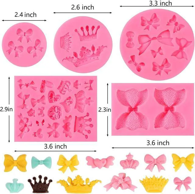 Alt view image 2 of 7 - Bow Silicone Fondant Mold Crown Chocolate Candy Mold Cupcake Top Decoration, Pastry, Biscuit Decoration, Chocolate, Jewelry, DIY Craft Items, Birthday Parties.