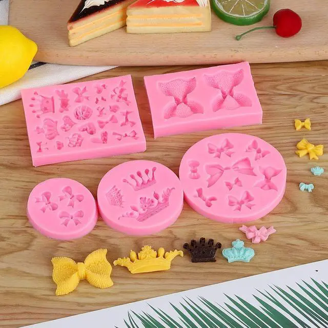 Alt view image 4 of 7 - Bow Silicone Fondant Mold Crown Chocolate Candy Mold Cupcake Top Decoration, Pastry, Biscuit Decoration, Chocolate, Jewelry, DIY Craft Items, Birthday Parties.