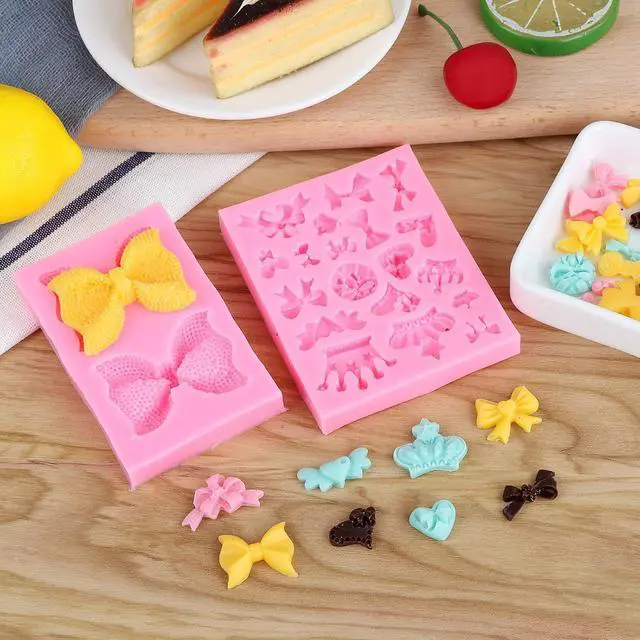 Alt view image 5 of 7 - Bow Silicone Fondant Mold Crown Chocolate Candy Mold Cupcake Top Decoration, Pastry, Biscuit Decoration, Chocolate, Jewelry, DIY Craft Items, Birthday Parties.