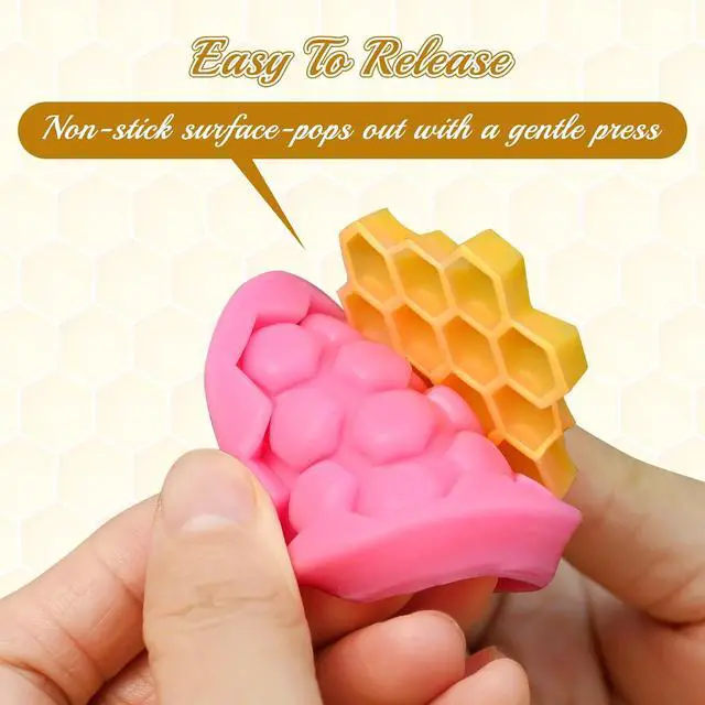 Alt view image 5 of 7 - 5 Pcs Bumble Bee Silicone Mold, HoneyComb Flower Fondant Molds
