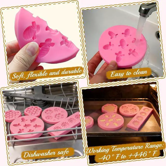 Alt view image 6 of 7 - 5 Pcs Bumble Bee Silicone Mold, HoneyComb Flower Fondant Molds